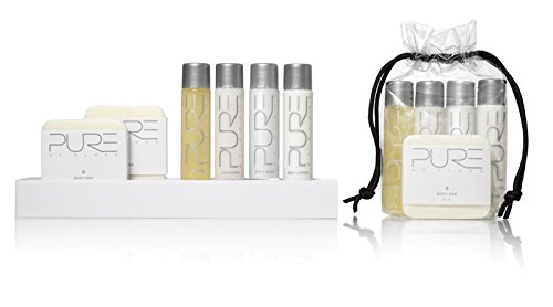 Pure by Gloss Gift Set – 5 Piece Luxury Collection w/Shampoo [1oz], Conditioner [1oz], Body Wash [1oz], Body Lotion [1oz], Body Bar [1oz] – Fresh Lemon Scent