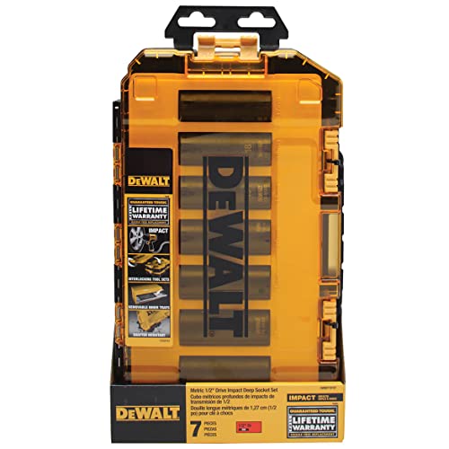 DEWALT Conjunto de soquetes de impacto profundo, 7 peças, métrica de chave de 1,27 cm (DWMT74737)