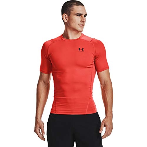 Under Armour Mens Armour Heatgear Compression Short-sleeve T-shirt , Dark Orange (860)/Black , Small