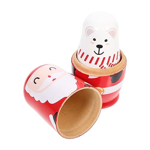 Mipcase Holz Nistpuppen Lagig Russische Weihnachtsmann Figuren...