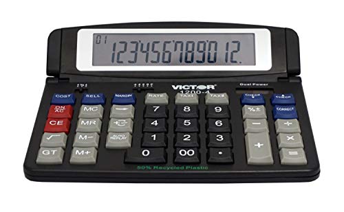 Victor 1200-4 12-Digit Large Professional Desktop Calculator, Battery And Solar Hybrid Powered Tilt Lcd Display, Great For Home And Office Use, Black #TOP5
