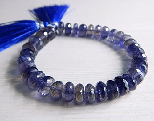 Perles iolite naturelles rondelles facettées 10x9mm sur fil de 8 pouces