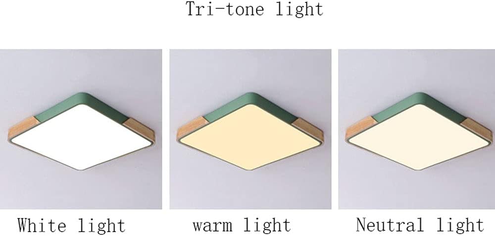 Color Ceiling Light Square Metal Strip Wood Acrylic LED Ceiling Lamp Dimmable Recessed Panel Light Bedroom Ceiling Lighting Lamp Living Room Kitchen Lamp