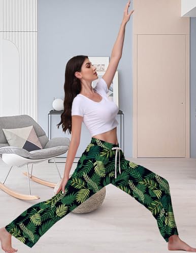 Image of Veseacky Women's Wide Leg Lounge Pants Yoga Pajamas Comfy Stretch Drawstring Pajamas Puls Size Dance Bottoms S-4XL