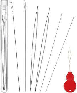 Chuangdi 6 Pieces Stainless Steel Large Big Eye Collapsible Embroidery Beading Needle Thread Sewing Needles, Assorted Size (Style B)