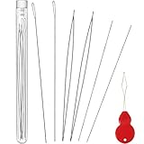 Chuangdi 6 Pieces Stainless Steel Large Big Eye Collapsible Embroidery Beading Needle Thread Sewing...