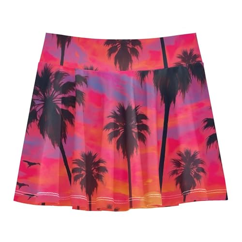 Girls Skorts Athletic Shorts Palm Trees Sunset Pink Orange Kids Tennis Skirts Cheer School 3t