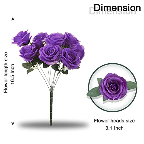 KONCHILE Artificiali Rosa Bouquet 10 Teste Seta