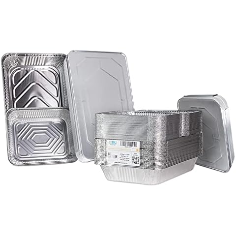 IDL Packaging Aluminum Foil Pans with Lids, Deep − 75 pc Chafing Dish Set − 25 Full Size and 50 Half Size Steam Table Pans + Lids − Disposable Cookware for Catering, Buffet, Party, BBQ Cover