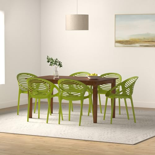 Image of Cello Abacus Chair Set Pack of 6 - Green | Strong and Durable | Easy to Clean | Chair for Living Room, Bed Room, Kitchen, Office Room, Outdoor | 3 Years Warranty