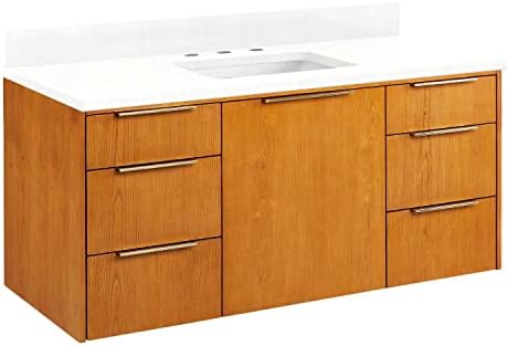Signature Hardware 483190 DITA 48" Wall Mounted Single Basin Vanity Set with Poplar Cabinet, Quartz Vanity Top, and Undermount Sink