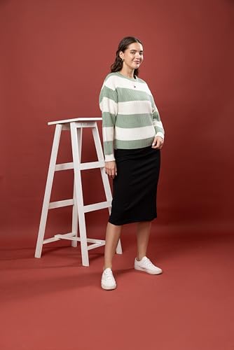 Image of Wear lusso Women's 100% Wool Color Block Stripe Full Sleeve Round Neck Pullover Sweater | Winter Season Fashion