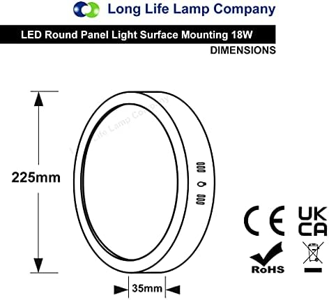18W LED White Body Round Surface Mount Ceiling Panel Down Light Cool White 6500K Super Bright