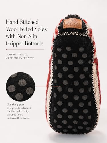 Image of Tibetan Socks Hand Knit Wool Fleece Lined Bootie Slippers