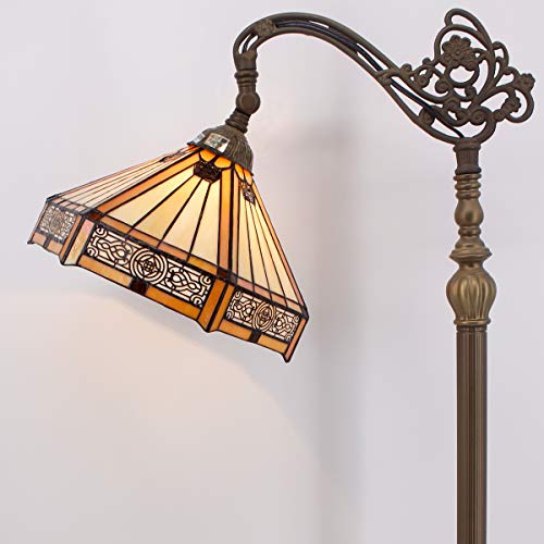 Werfactory TIFFANY FLOOR READING LAMP Tiffany Floor Lamp Mission Hexagon Stained Glass Arched Lamp 12X18X64 Inches Gooseneck Adjustable Corner Standing Reading Light Decor Bedroom Living Room S011 Series thumb #1