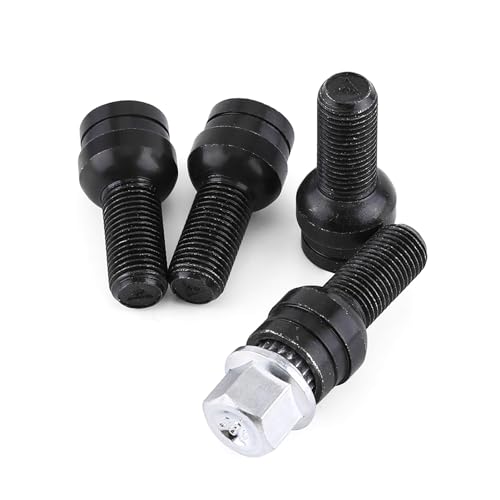 Image of 4Pcs M14*1.5MM Black Steel Wheel Bolt and Lock Lug Nut Set with Key, Lug Nut Key Replacement Accessories