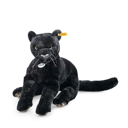 Steiff Nero Schlenker Panther - 40 cm - Kuscheltier für Kinder - Plüschpanther - weich & waschbar - schwarz - (084072)
