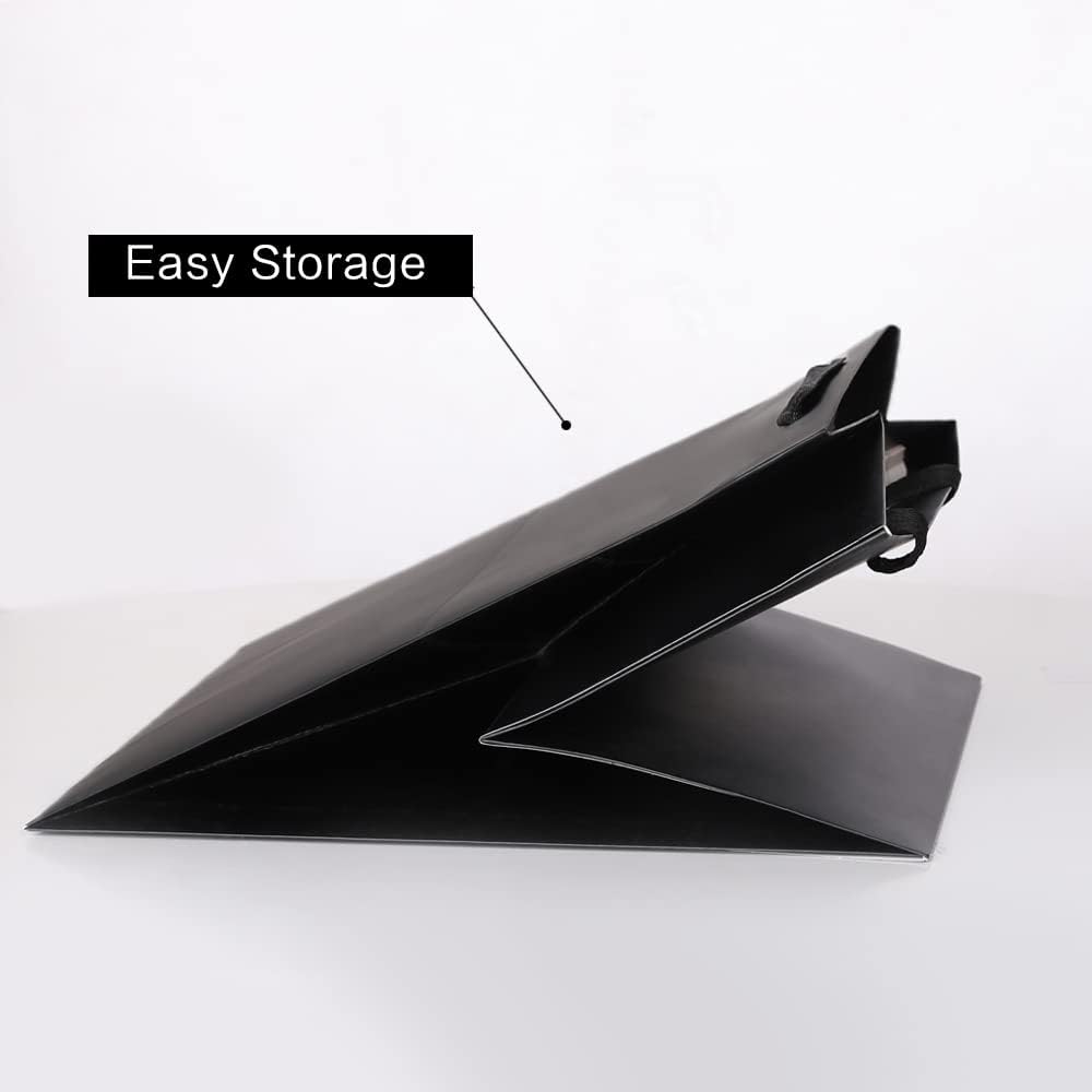 11.8" Large Gift Bag,Square Reusable Gift Bags Large for Birthday Wedding Christmas Presents Doll (Black) - Image 6