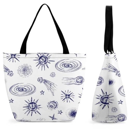 Sac à main femme galaxie étoilée grand format 28.5x18x32.5cm pour voyage