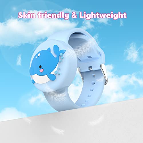 Waterproof Air tag Bracelets For Kids (2 Pack) - Soft Silicone Hidden Air tag Wristband - Lightweight GPS Tracker Holder Compatible with Apple Airtag Watch Band For Child (Penguin & Whale) - Thumbnail 5