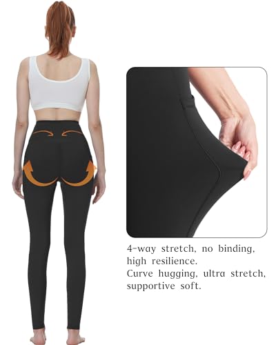 KOWBEAR Womens Yoga Leggings 4-Way Stretch High Waisted Tummy Control Pant with Pocket Workout Athletic Gym Casual Pants2