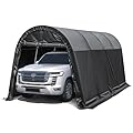 MELLCOM Carport 10 x 20 FT Heavy Duty, Portable Garage with All-Steel Metal Frame and Round Style Roof, Anti-Snow Car Canopy Outdoor Storage Shelter for Car, Truck, Boat