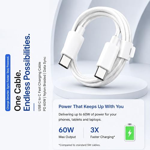 Image of Ultra-Fast PD Cable For iPhone Charger Cable Type C to C Cable for iPhone 17 /17 Air /17 Pro /17 Pro Max, 16 /16 Plus /16 Pro /16 Pro Max Original Speed