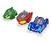 Produktbild Dickie Toys PJ Masks Micro Racer Team, PJ Masks Spielzeug Set, 3er Set, Pyjamahelden Spielzeug, inkl. Katzenflitzer, Eulengleiter, Gekkomobil aus Metall, Aufbewahrung in Hauptquartier-Design, 4 cm