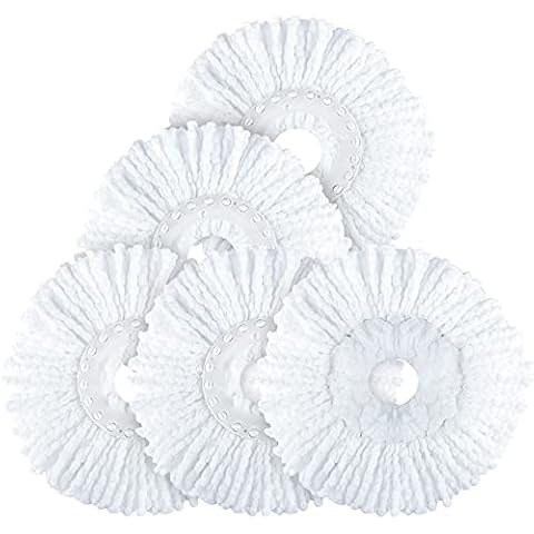 Mop Head for 360° Rotating Round Magic Mop, 4 Pack Universal Spin Mop Replacement Head Refill ,Microfibre, White Cover