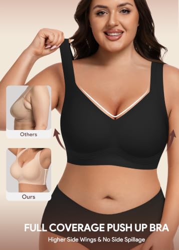 Image of HBselect Jelly Bras for Women Plus Size Pullover Wireless Full Coverage Bra | No Underwire, Push Up, Lift, Minimizer Bras, Wide Straps, Seamless T-shirt Everyday Bralette, For Older Women, Large Breast