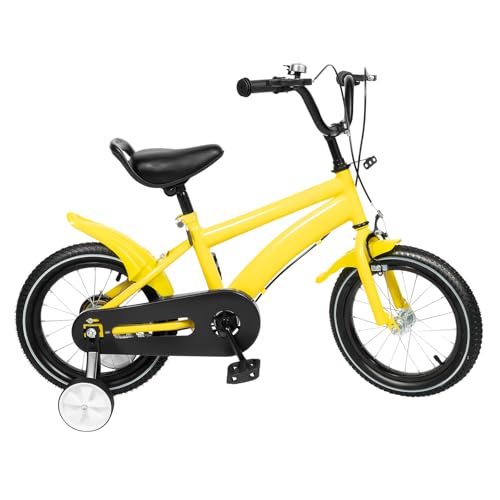 EGBNSY Vélo Enfant, Velo Enfant 5 Ans, Velo 14 Pouces avec Roues Stabilisatrices, Siège et Guidon Réglables, BMX Enfant pour 3-7 Ans