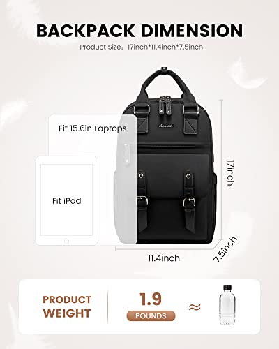 Lovevook Laptop Backpack For Women,15.6 Inch Vintage Work Business Travel Backpack With Usb Charging Port,Teacher Doctor Nurse Computer Bag Purse College Backpack, Black-Black #TOP4
