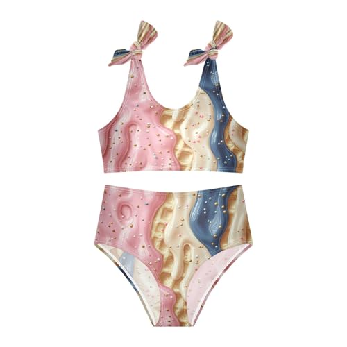 Sprinkles Milk Navy Pink Ice Cream Girls Tankini Swimsuit Kids Bikini Sets 2 Pcs Bathing Suit 3T3