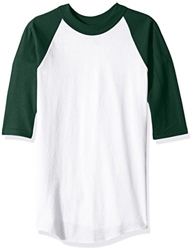 Soffe Boys Big Baseball Jersey, White Dark Green, X-Small