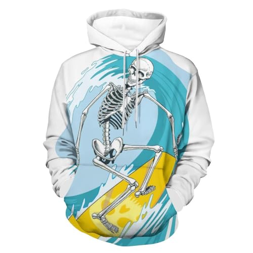 Hoodie Surfer sur Un Crâne doux et résistant, sweat à capuche manches longues unisexe taille S