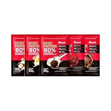 Combo - Whey Protein Concentrado 30g - 5 Sachês (Chocolate, Beijinho, Cokies and Cream, Mousse de Maracujá e Milkshake de Chocolate) - Growth