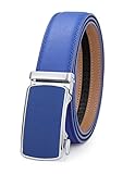 Picture of guvoosm Mens Belt,Ratchet Dress Adjustable Belts with Automatic Buckle -Trim to fit-35cm wide-2012-140-Blue