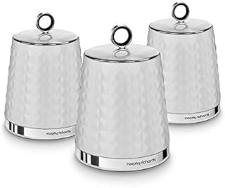 Morphy Richards 978054 Dimensions Set of 3 Round Kitchen Storage Canisters, White, One size