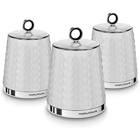 Morphy Richards 978054 Dimensions Set of 3 Round Kitchen Storage Canisters, White, One size Cover
