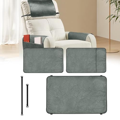 Fundas para sillón con bolsillo de almacenamiento lateral y protector de cabeza 3X 4