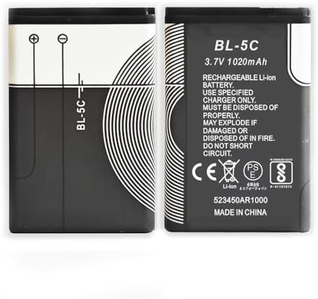 BL-5C 3.7V 1020mAh Rechargeable Battery Suitable for Household Radio with Current Protection 2 Pieces (Black)