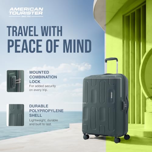Image of American Tourister Ivy 2.0 | Medium Size Check-in Trolley Bag (68 cm) | 360 8 Wheel Travel Luggage | Hard Case Polypropylene (PP) Suitcase | Combination Lock | Dark Forest