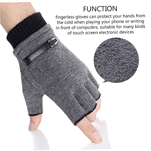 KYEQATY Luvas sem dedos, luvas térmicas de inverno, luvas quentes de meio dedo, unissex, pretas para