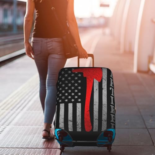 Travel Luggage Cover Firefighter Fireman Retired America Flag Fashion Washable Baggage Suitcase Protector Fit For Luggage X-Large 7