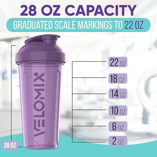 -2 Pack- 28 oz Protein Shaker Bottles for Protein Mixes - 2x Wire Whisk | Leak Proof Shaker Cups for Protein Shakes | Protein Shaker Bottle Pack | Shakers for Protein Shakes-Purple&Black
