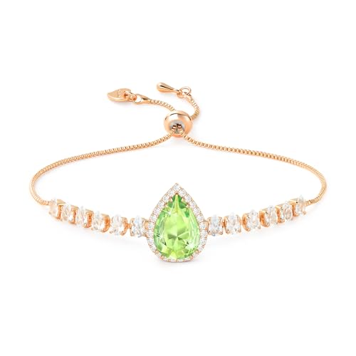 Image of Linawe Fake Diamond Teardrop Adjustable Bracelets, Rose Gold, Lime Green