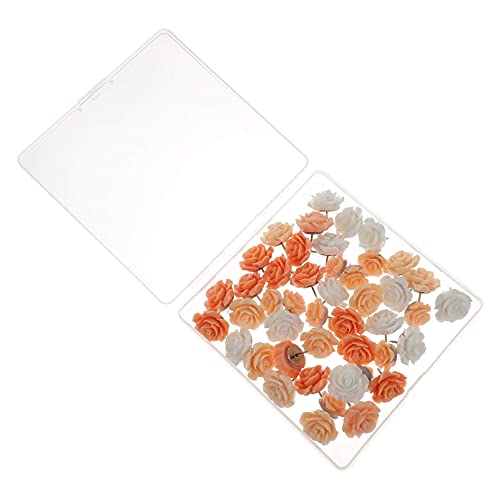 LIXBD Lot de 40 punaises décoratives en forme de fleur pour photos, cartes murales, tableau d'affichage ou tableaux en liège Rouge (Couleur : orange)
