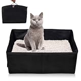 Litière pliable pour chat - 40 x 30 x 15 cm - Portable - Avec couvercle et poignée - Imperméable - Pour les voyages, le camping, la maison