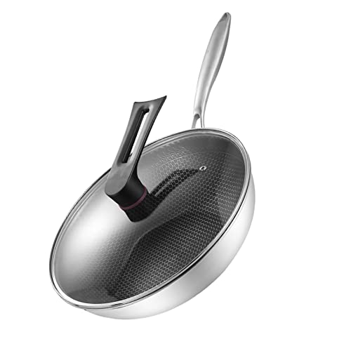 Wok antiadherente de acero inoxidable con tapa 34 cm miniatura 4