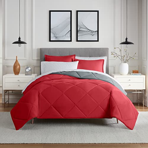 Parure de lit 7 pièces Jerry Eclipse Sleep Solutions rouge et gris